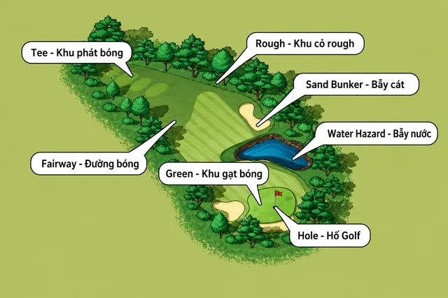 Sân golf gồm những khu vực nào?