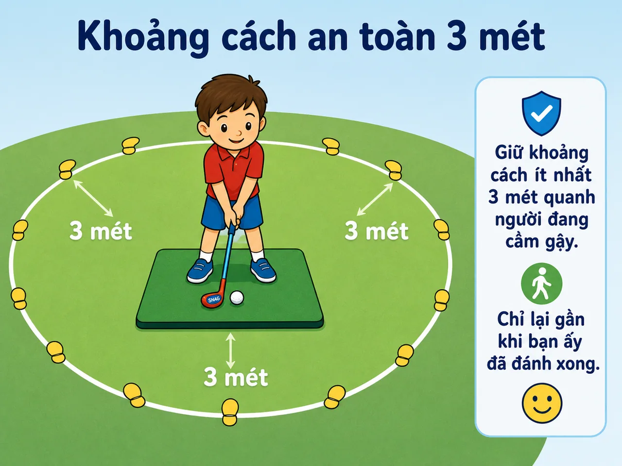 Văn hóa golf: an toàn, chờ lượt và trung thực - An toàn 3 mét